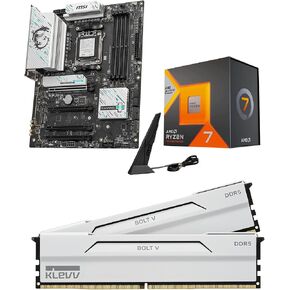 Micro Center CPU Motherboard Memory Combo: AMD Ryzen 7 7800X3D CPU Processor + MSI B850 Gaming Plus WiFi Motherboard + KLEVV Bolt V DDR5 32GB (2x16GB) 6400MHz CL30 Ram Memory White in Saudi Arabia
