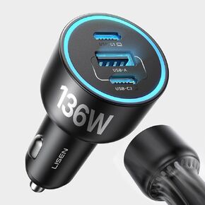 LISEN 136W Car Charger USB C Fast Charge, for iPhone 18 Pro Max, iPhone Duo in Kuwait