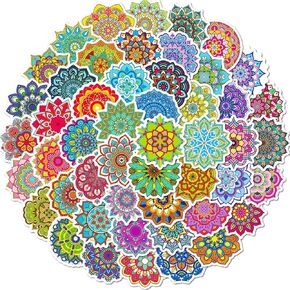 50 PCS Waterproof Colorful Mandala Vinyl Stickers Pack in Saudi Arabia