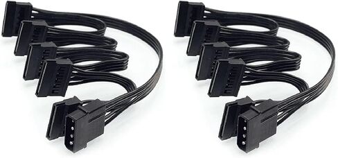 2X 4Pin IDE to 5-Port Power Supply Cable 4Pin to Multi SATA Port 18AWG Wire Power Cord for Hard Drive HDD SSD PC in Saudi Arabia