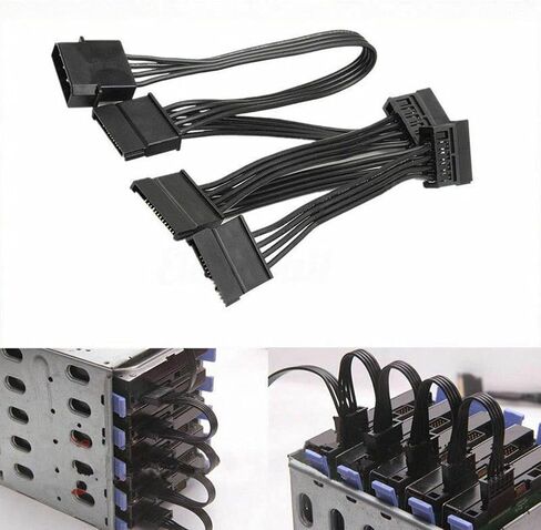 2X 4Pin IDE to 5-Port Power Supply Cable 4Pin to Multi SATA Port 18AWG Wire Power Cord for Hard Drive HDD SSD PC in Saudi Arabia