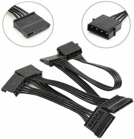 2X 4Pin IDE to 5-Port Power Supply Cable 4Pin to Multi SATA Port 18AWG Wire Power Cord for Hard Drive HDD SSD PC in Saudi Arabia