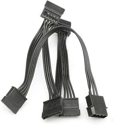 2X 4Pin IDE to 5-Port Power Supply Cable 4Pin to Multi SATA Port 18AWG Wire Power Cord for Hard Drive HDD SSD PC in Saudi Arabia