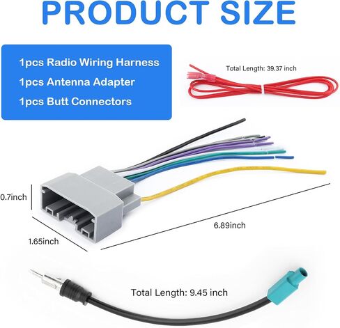 Aftermarket Car Radio Wiring Harness Kit,Car Radio Wire Harness Kit Compatible with Jeep,Easy Install Cars Stereo Wiring Harnesses Kits with Antenna Adapter & Butt Connectors in Saudi Arabia