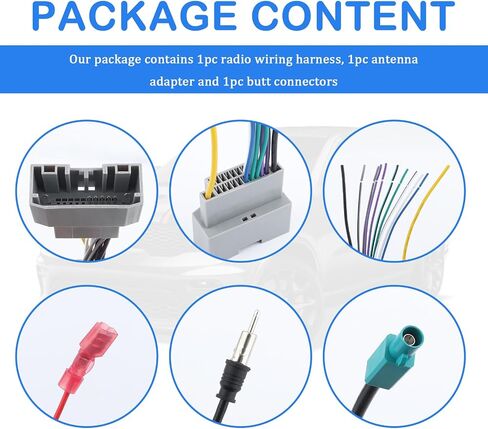 Aftermarket Car Radio Wiring Harness Kit,Car Radio Wire Harness Kit Compatible with Jeep,Easy Install Cars Stereo Wiring Harnesses Kits with Antenna Adapter & Butt Connectors in Saudi Arabia