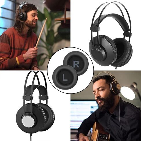 Aiivioll Ear Pads Replacement for AKG Pro Audio K52 K72 K92 M220 K240 K241 K242 K271 K272 K340 K550 K551 K553 S MKII MK2, Earpads Cushions with Protein Leather (Black) in Saudi Arabia