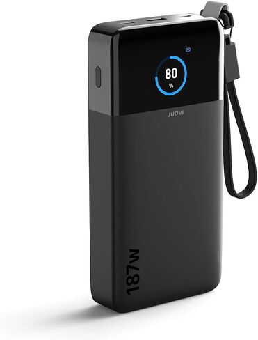 JUOVI شاحن محمول بقوة 187 وات للكمبيوتر المحمول بقدرة 25000 مللي أمبير في الساعة مع كابل USB-C قابل للفصل in Kuwait