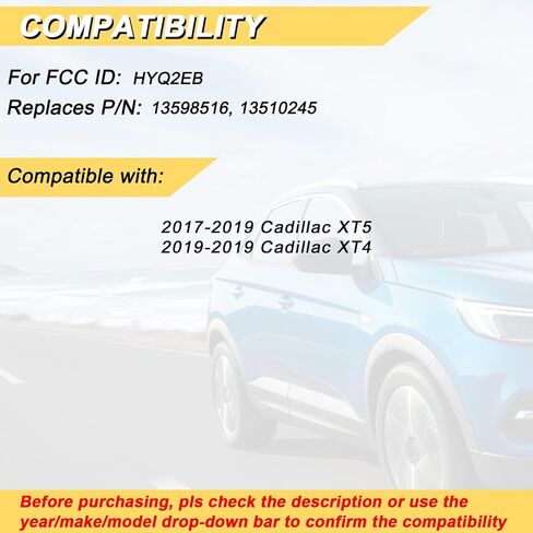 Vurkcy Key Fob Replacement for 2017-2019 Cadillac XT5/ 19 XT4 Car Keyless Entry Remote Control, HYQ2EB, 5 Buttons in Saudi Arabia