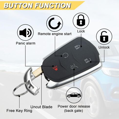 Vurkcy Key Fob Replacement for 2017-2019 Cadillac XT5/ 19 XT4 Car Keyless Entry Remote Control, HYQ2EB, 5 Buttons in Saudi Arabia