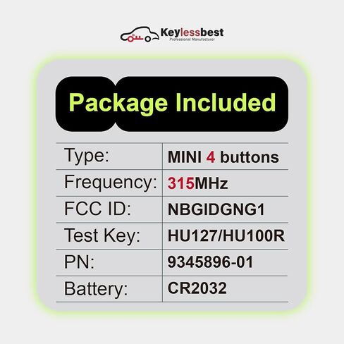 Replacement for 2014 2015 2016 2017 2018 BMW Mini Cooper Key Fob Remote Control NBGIDGNG1 4 Buttons 315MHz in Saudi Arabia