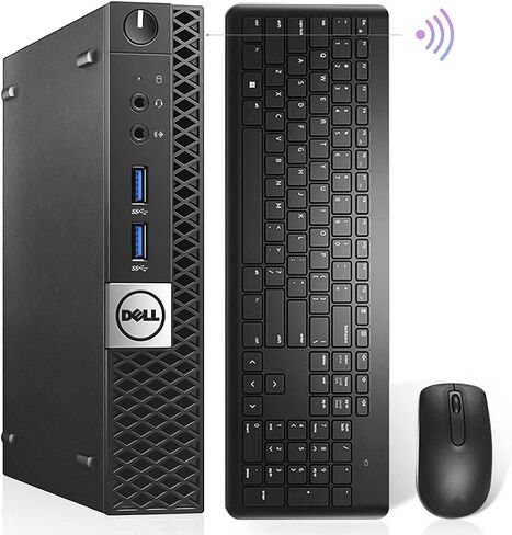 Dell Optiplex 7040 Micro Form Factor Desktop, Intel Core i7-6700T, 16GB DDR4 RAM, 256GB NVMe SSD, Built-in Intel AX200 WiFi 6 + Bluetooth, Wireless Keyboard and Mouse, Windows 11 Pro (Renewed) in Saudi Arabia