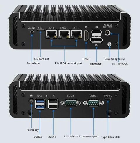 Fanless Mini PC Celeron J6413 with M.2 Nvme/2SATA3.0, 3* i226-V 2.5G network card,Desktop PC support Home Office Industrial Soft Router,4K Triple display,2*DB9 RS232COM,SIM card slot,NO RAM NO SSD in Saudi Arabia