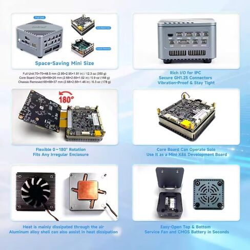 Mind N305 IPC Industrial Mini PC 2.5GbE 12V Passive PoE UAV Flight Control Robotic System 128GB eMMC M.2 NVMe ROS GitHub 4K Triple Display GH1.25 Lock in Saudi Arabia