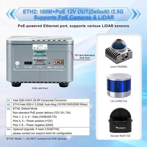 Mind N305 IPC Industrial Mini PC 2.5GbE 12V Passive PoE UAV Flight Control Robotic System 128GB eMMC M.2 NVMe ROS GitHub 4K Triple Display GH1.25 Lock in Saudi Arabia