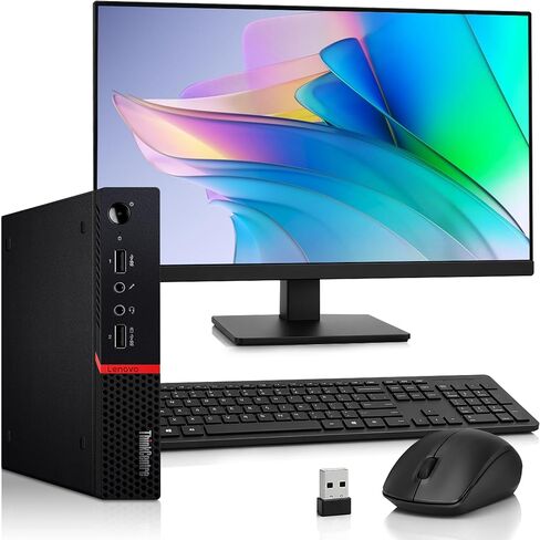 Lenovo M715 Tiny Desktop — AMD Pro A10-9700E — 24" Monitor — 8GB DDR4 RAM — 128GB SSD — Wi-Fi — Wireless Keyboard & Mouse — PC Bundle — Windows 11 (Renewed) in Saudi Arabia
