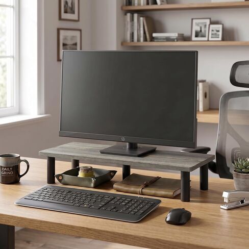 Monitor Riser with Bin Drawers, Laptop Stand for Desk, Office Desk Accessories, Monitor Stand Riser, Desk Organizers and Accessories, French Oak in Saudi Arabia