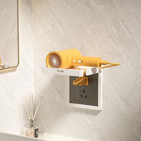 1pc Plastic Socket Mobile Phone Charging Holder Punch-Free Wall-Mounted Socket Storage Racks Sturdy Wall Outlet Shelf Kitchen in Saudi Arabia