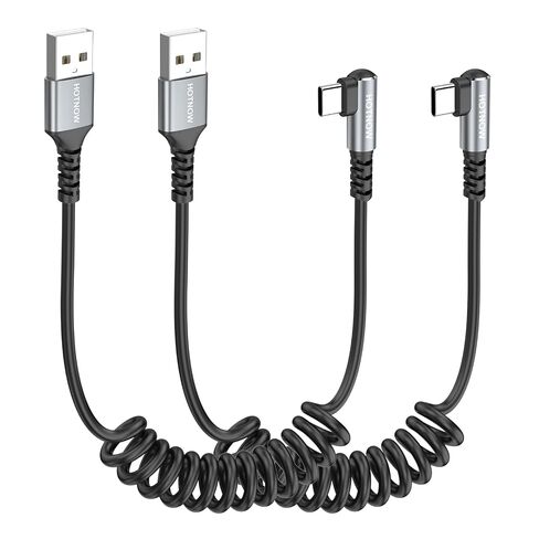 Coiled USB C Cable 2FT 2Pack, Short Right Angle USB A to USB C Cable in Saudi Arabia