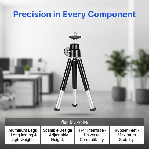 Camera Tripod 15-20cm Height – Portable Aluminum Alloy with 1/4" Screw for Webcam & Smartphone, Flexible Stand for Desktop & Travel in Saudi Arabia