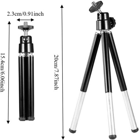 Camera Tripod 15-20cm Height – Portable Aluminum Alloy with 1/4" Screw for Webcam & Smartphone, Flexible Stand for Desktop & Travel in Saudi Arabia