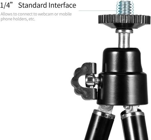 Camera Tripod 15-20cm Height – Portable Aluminum Alloy with 1/4" Screw for Webcam & Smartphone, Flexible Stand for Desktop & Travel in Saudi Arabia