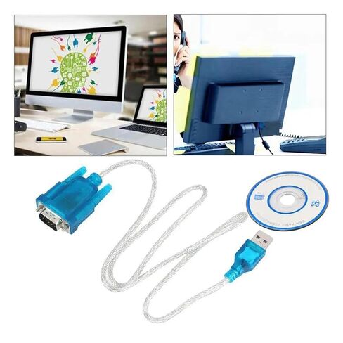 USB 2.0 to Serial RS-232 DB9 9Pin Chipset Support Adapter RS232 Ch340 Cord WIN10 Converter in Saudi Arabia