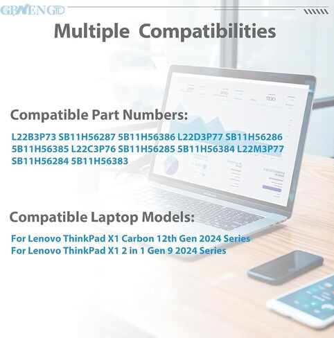 استبدال بطارية L22M3P77 لجهاز Lenovo ThinkPad X1 Carbon الجيل الثاني عشر 21KC 21KD ThinkPad X1 2-in-1 Gen 9 Series 21KE 21KF L22C3P76 L22D3P77 SB11H56284 5B11H56383 L22B3P73 SB11H56287 5B11H56386 in Kuwait