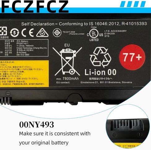 00NY493 بطارية كمبيوتر محمول 90Wh 8000mAh بديلة لجهاز Lenovo ThinkPad P50 20EN 20EQ ThinkPad P51 20MM 20MN 20HH 20HJ Series L17L6P51 L17M6P51 SB10H45078 00NY492 SB10H45077 01AV477 77+ 77++ 11.25 فولت in Kuwait