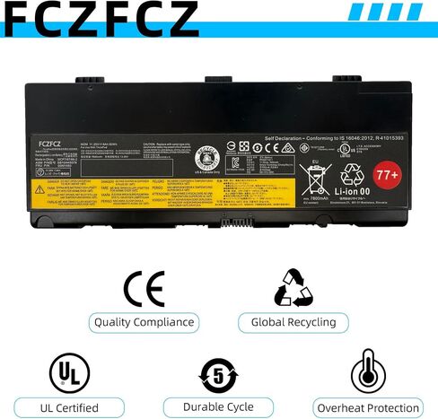 00NY493 بطارية كمبيوتر محمول 90Wh 8000mAh بديلة لجهاز Lenovo ThinkPad P50 20EN 20EQ ThinkPad P51 20MM 20MN 20HH 20HJ Series L17L6P51 L17M6P51 SB10H45078 00NY492 SB10H45077 01AV477 77+ 77++ 11.25 فولت in Kuwait