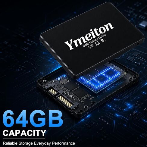 64GB SATA III 2.5 Inch SSD Internal Solid State Drive with 3D NAND TLC, Up to 400MB/s Read Speed for Laptop Desktop PC Upgrade, Black in Saudi Arabia