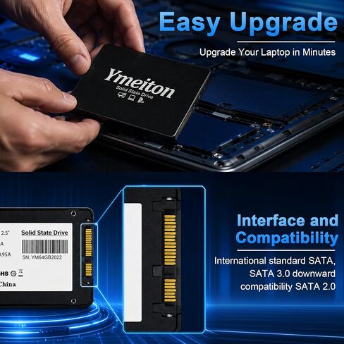 64GB SATA III 2.5 Inch SSD Internal Solid State Drive with 3D NAND TLC, Up to 400MB/s Read Speed for Laptop Desktop PC Upgrade, Black in Saudi Arabia