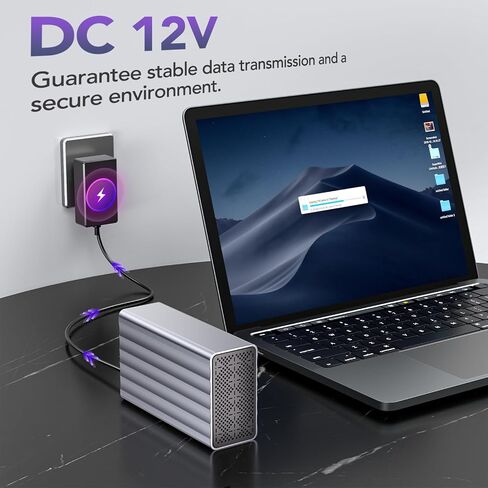 حاوية RAID مزدوجة الخليج لمحرك أقراص SATA SSD/HDD مقاس 2.5/3.5 بوصة مع مروحة تبريد، حاوية USB-C SATA لتوسيع سعة 48 تيرابايت، 4 أوضاع RAID (1/0/JBOD/COPY) in Kuwait