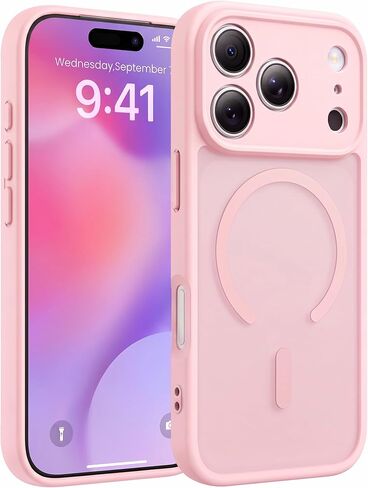 Magnetic for iPhone 17 Pro Max Case - Translucent Matte Finish in Pink, Strong Magnetic Compatibility, Slim Protective Design, Precise Cutouts in Saudi Arabia