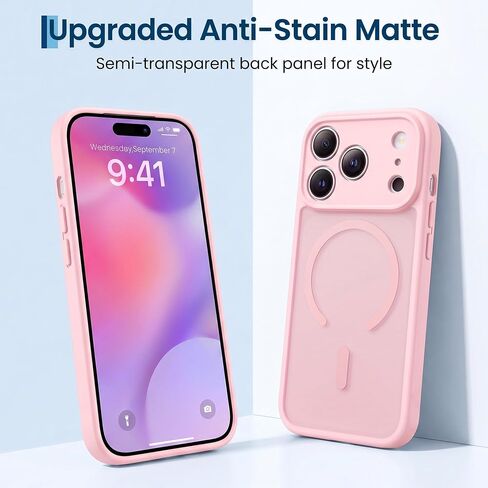 Magnetic for iPhone 17 Pro Max Case - Translucent Matte Finish in Pink, Strong Magnetic Compatibility, Slim Protective Design, Precise Cutouts in Saudi Arabia
