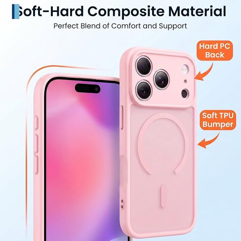 Magnetic for iPhone 17 Pro Max Case - Translucent Matte Finish in Pink, Strong Magnetic Compatibility, Slim Protective Design, Precise Cutouts in Saudi Arabia