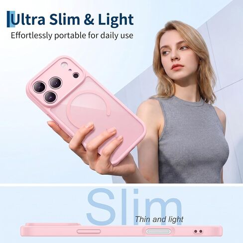 Magnetic for iPhone 17 Pro Max Case - Translucent Matte Finish in Pink, Strong Magnetic Compatibility, Slim Protective Design, Precise Cutouts in Saudi Arabia