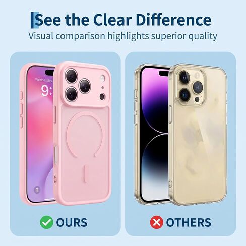 Magnetic for iPhone 17 Pro Max Case - Translucent Matte Finish in Pink, Strong Magnetic Compatibility, Slim Protective Design, Precise Cutouts in Saudi Arabia