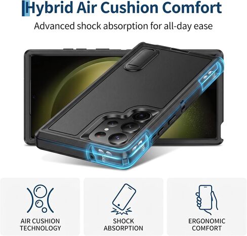 Shockproof Transparent Phone Case for Leading Brand S26 Ultra with Kickstand, Full Coverage PC+TPU Hard Back, Anti-Yellowing, Dustproof, Waterproof, Wireless Charging Compatible, Fingerprint in Saudi Arabia
