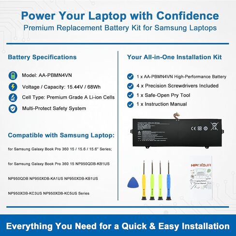استبدال بطارية الكمبيوتر المحمول AA-PBMN4VN لجهاز Samsung Galaxy Book Pro 360 15 NP950XDB NP950XDB-KA1US NP950XDB-KB1US NP950XDB-KC5US NP950XDB-KC3US NP950QDB NP950QDB-KB1US Series Notebook in Kuwait
