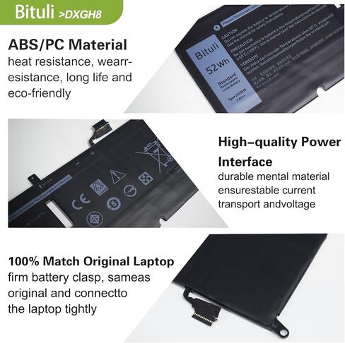 DXGH8 Battery Replacement 7.6V 52Wh 4-Cell for Dell XPS 13 9370 9380 7390 Inspiron 13 7000 7390 7391 2-in-1 5390 5391 7490 Vostro 5390 5391 Series Latitude 3301 in Kuwait