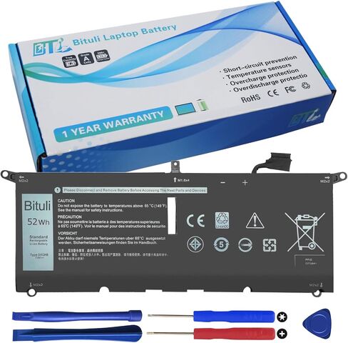 DXGH8 Battery Replacement 7.6V 52Wh 4-Cell for Dell XPS 13 9370 9380 7390 Inspiron 13 7000 7390 7391 2-in-1 5390 5391 7490 Vostro 5390 5391 Series Latitude 3301 in Kuwait