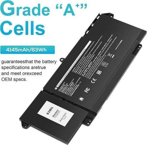 ASUNCELL 7FMXV 15.2V 63Wh استبدال بطارية الكمبيوتر المحمول لـ Dell Latitude 5320 7320 7420 7520 Latitude 5320 2-in-1/7320 2-in-1/7420 2-in-1 P133G P134G P135G P136G P138G P139G P110F TN2GY 9JM71 in Kuwait