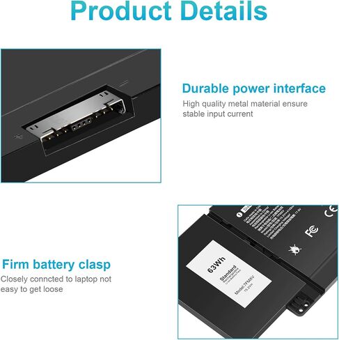 ASUNCELL 7FMXV 15.2V 63Wh استبدال بطارية الكمبيوتر المحمول لـ Dell Latitude 5320 7320 7420 7520 Latitude 5320 2-in-1/7320 2-in-1/7420 2-in-1 P133G P134G P135G P136G P138G P139G P110F TN2GY 9JM71 in Kuwait