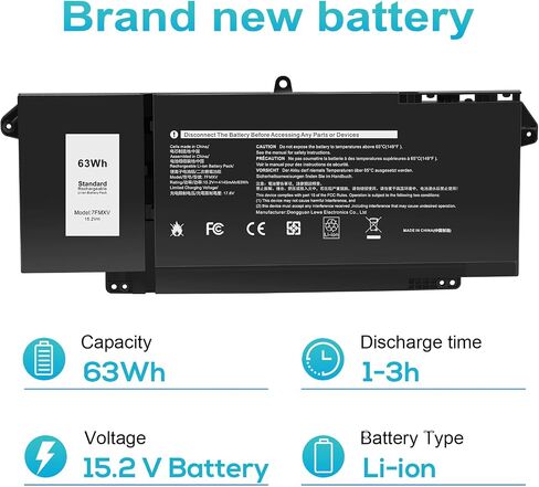 ASUNCELL 7FMXV 15.2V 63Wh استبدال بطارية الكمبيوتر المحمول لـ Dell Latitude 5320 7320 7420 7520 Latitude 5320 2-in-1/7320 2-in-1/7420 2-in-1 P133G P134G P135G P136G P138G P139G P110F TN2GY 9JM71 in Kuwait