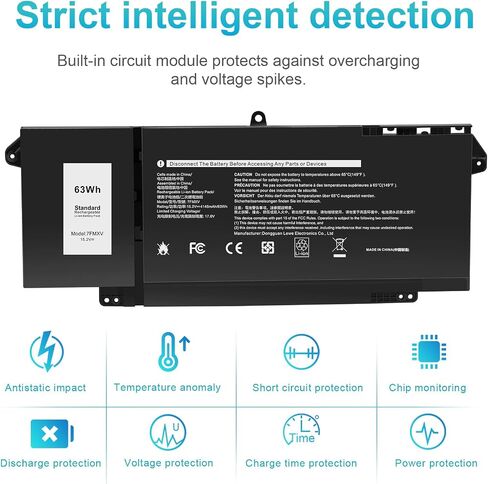 ASUNCELL 7FMXV 15.2V 63Wh استبدال بطارية الكمبيوتر المحمول لـ Dell Latitude 5320 7320 7420 7520 Latitude 5320 2-in-1/7320 2-in-1/7420 2-in-1 P133G P134G P135G P136G P138G P139G P110F TN2GY 9JM71 in Kuwait