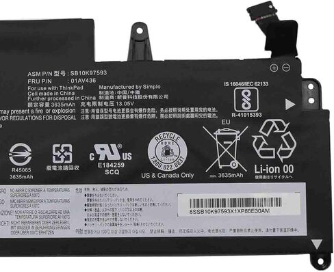 01AV436 بطارية 42Wh 3735mAh بديلة لجهاز Lenovo ThinkPad 13 Gen 2 20J1 20J2 Series SB10K97593 01AV437 SB10K97594 01AV435 SB10K97592 11.25V 3-Cell in Kuwait