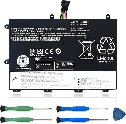 بطارية كمبيوتر محمول 45N1750 45N1748 متوافقة مع Lenovo ThinkPad Yoga 11E/ Yoga 11E Chromebook Series Notebook 45N1748 45N1749 45N1751 7.4V 34W 4600mAh 4-Cell in Kuwait