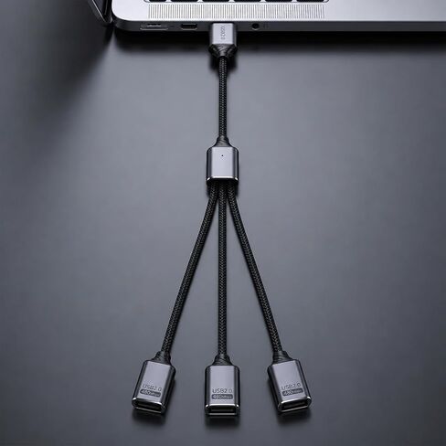USB 2.0 Adapter USB Y Splitter 1 in 3 Out, 0.8Ft Male to 3 Female Extension Hub Cable for Car/PC/Laptop/Keyboard/Smartphone/Flash Drive Data Transmission (Black) in Saudi Arabia