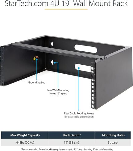 StarTech.com 4U Wall Mount Network Rack - 14 Inch Deep (Low Profile) - 19" Patch Panel Bracket & Server Rack Shelf - Universal Vented Cantilever Tray in Saudi Arabia