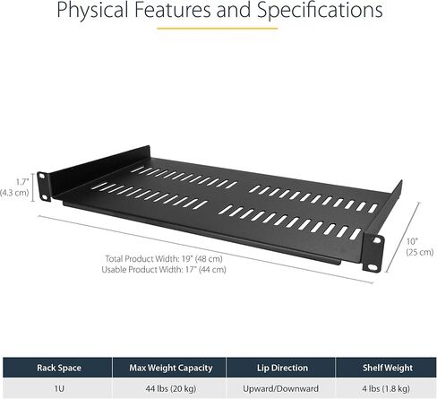 StarTech.com 4U Wall Mount Network Rack - 14 Inch Deep (Low Profile) - 19" Patch Panel Bracket & Server Rack Shelf - Universal Vented Cantilever Tray in Saudi Arabia